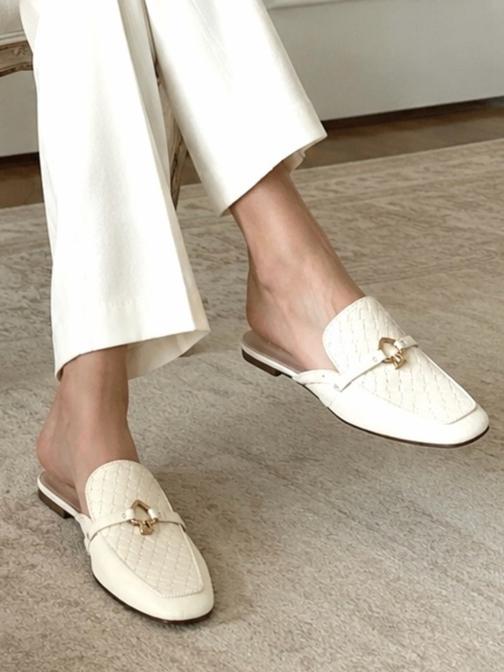 Kate Spade Colada Spade White Leather Mules Size 8 Old Money Shoes